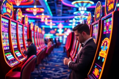 Experience the excitement of PGSLOT51 as you play vibrant slot machines in a lively casino environment.
